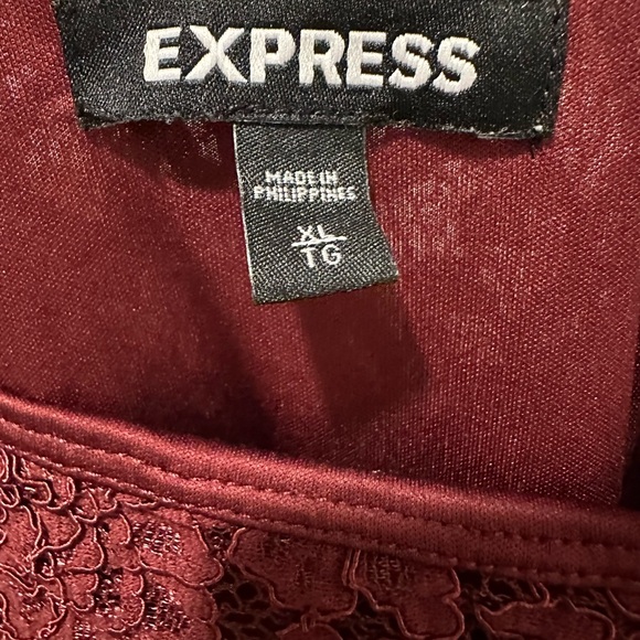 Express Midi Lace Burgundy Cocktail Dress XL - Picture 4 of 5